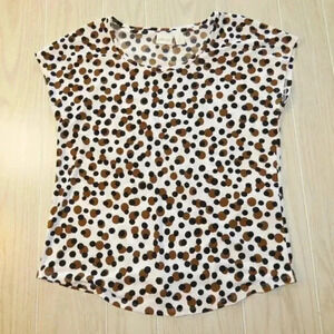 Chico's White Brown & Black Dizzy Polka Dots Top Size 8 Chico's Size 1